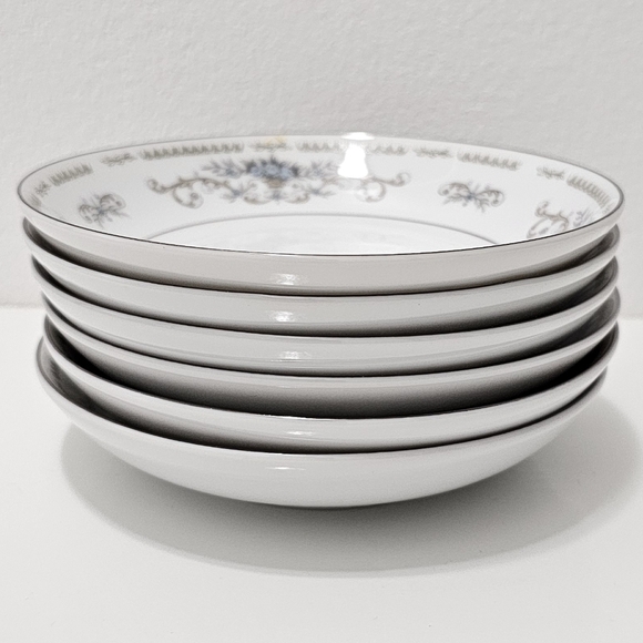 Diane by Fine China of Japan Blue Flower Scrolls Dessert / Fruit Sauce Bowl - Picture 10 of 10